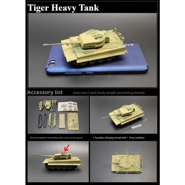 Миниатюрная Модель Танка В Масштабе 1:72, Пластик, Легко Собирается, Может Быть Раскрашена, Случайные Цвета
