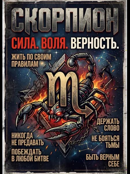 Плакат Знак Зодиака Скорпион (ШуточныйПостер) П3 24
