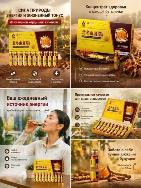 Настойка кордицепса 10 мл х 10, растительный напиток с экстрактом . Для бодрости и восстановления сил