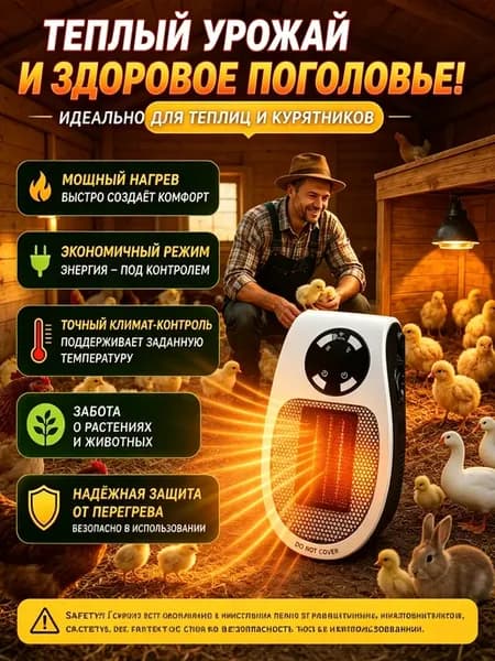 Обогреватель для птичника надёжный до 25м²