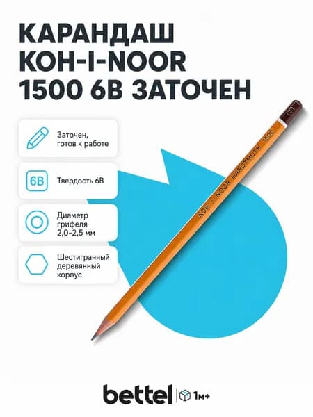 Карандаш Koh-I-Noor простой, 6B, арт. 150006B01170RU/150006B01170