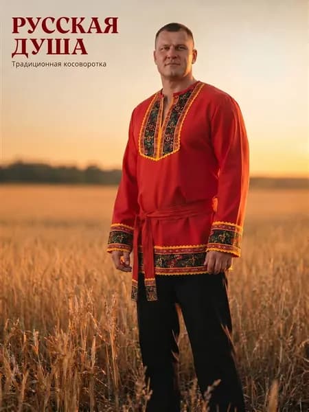 Рубашка народная взрослая красная