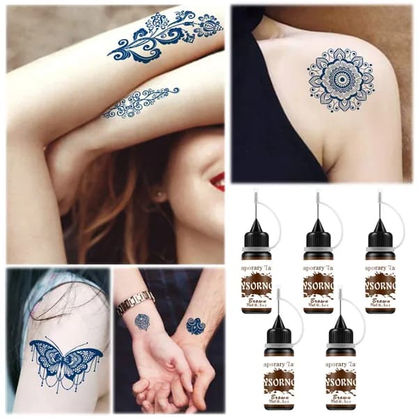 Гелевые краски для временной татуировки, набор из 5 штук, коричневый