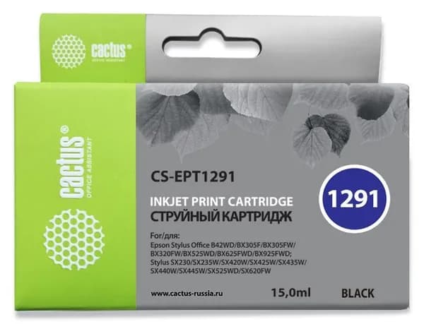 Картридж Cactus CS-EPT1291 струйный картридж C13T12914012 15 мл, черный