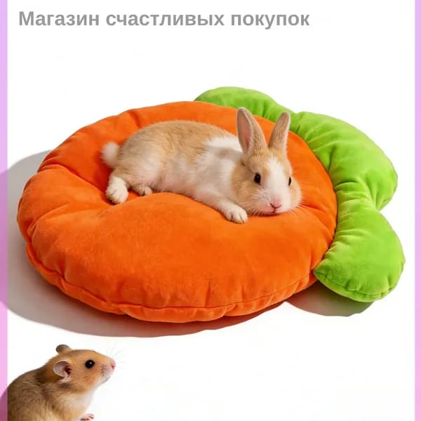 Лежак для грызунов в форме моркови, утепленный, оранжевый