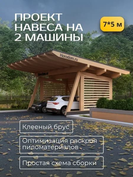 Проект навеса, гаража для машины 7*5 м