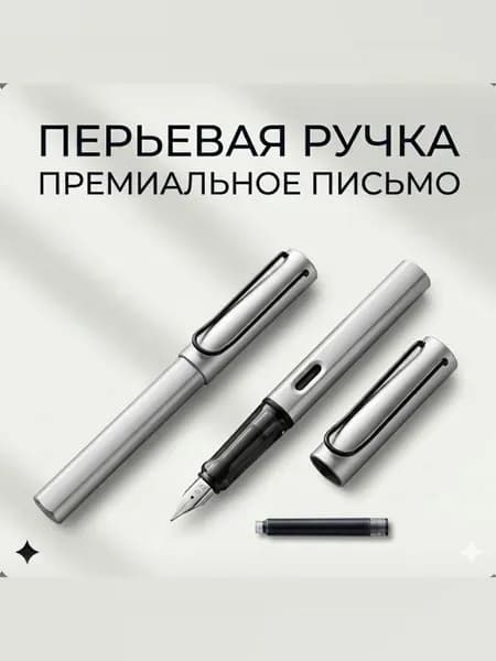 Перьевая ручка с картриджами 0,34, серая, пластик, 1 шт