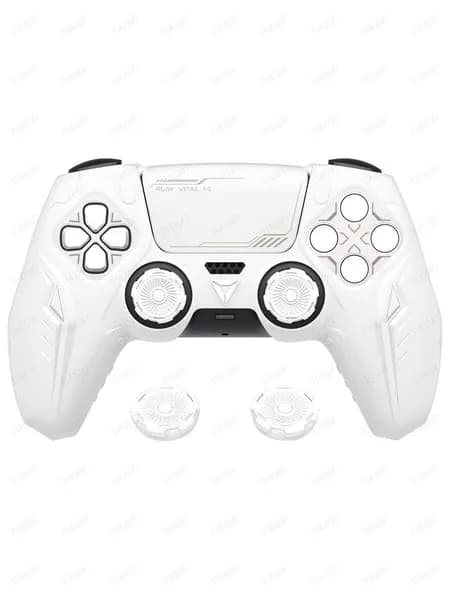 PlayVital силиконовый чехол для геймпада PS5 DualSense CyberMech, белый, полный защитный комплект