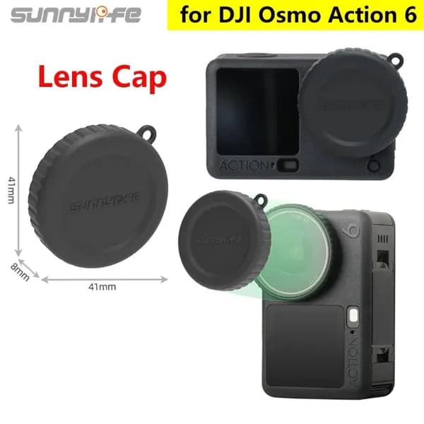 Sunnylife Защитная крышка объектива для камеры for Osmo Action 6 аксессуар против царапин, силиконовая пылезащитная крышка-купол