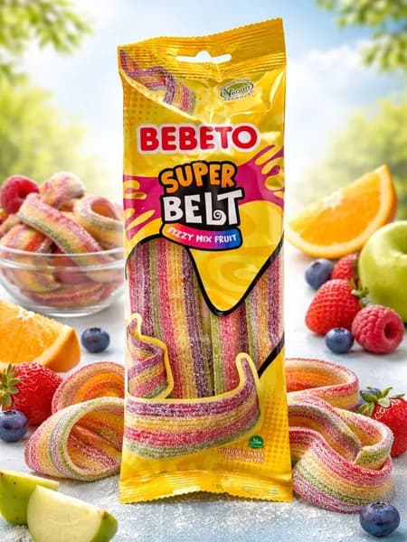Мармелад жевательный BEBETО SUPER BELT FIZZY MIX FRUIT 180г