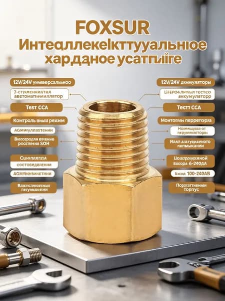 Переходник для фитинга латунной трубы для манометра с наружной резьбой 1/4 дюйма BSPT на внутреннюю резьбу 1/4 дюйма NPT