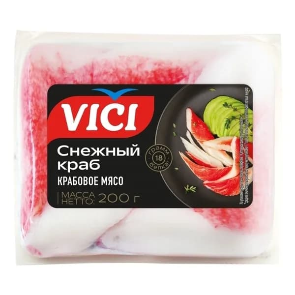 Крабовое мясо Vici Снежный краб имитация из сурими охлажденное 200 г