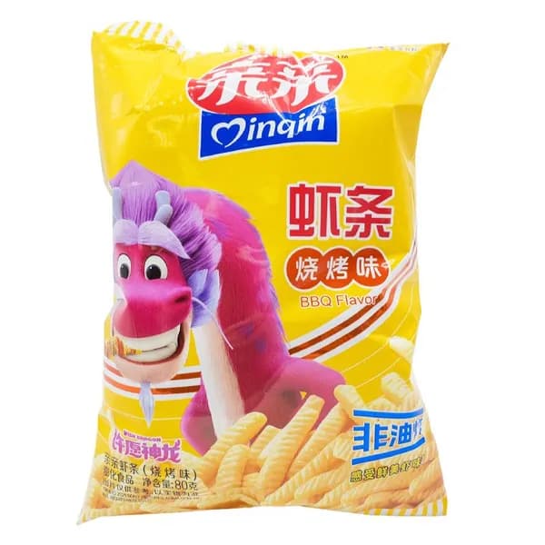 Qinqin Крекеры со вкусом креветок и барбекю, 80 г