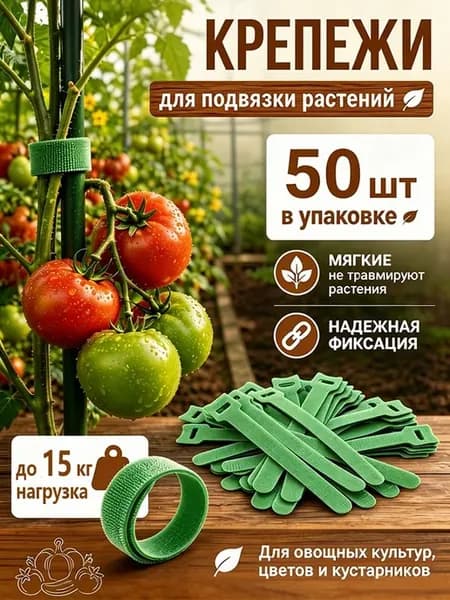 Лента подвязки для растений садовых 50 шт, Зеленые 12x150 мм