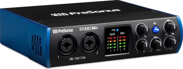 Студийная звуковая карта USB PreSonus Studio 24c, профессиональный аудиоинтерфейс для домашней студии записи и блога