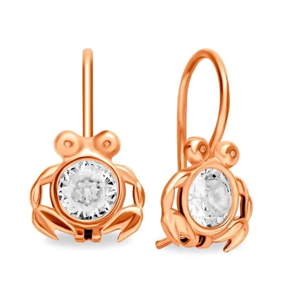 Серьги Краб детские с фианитами из красного золота 375 пробы 585GOLD