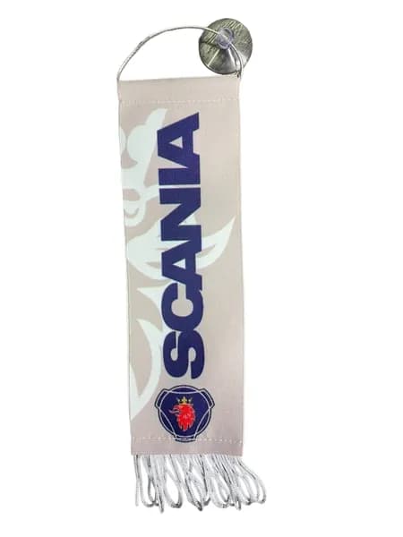 Вымпел SCANIA серый 5.5 х 20 см на присоске с бахромой/ вымпел в машину/ аксессуар в машину
