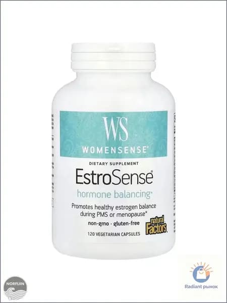 Natural Factors, WomenSense, EstroSense, гормональный баланс, 120 вегетарианских капсул.