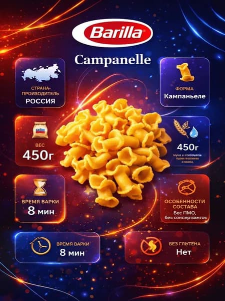 Макароны BARILLA Campanelle из твердых сортов пшеницы, 450г