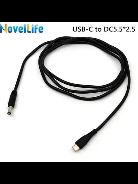 Кабель USB-C DC 5.5x2.5 мм, черный, 1.5 м
