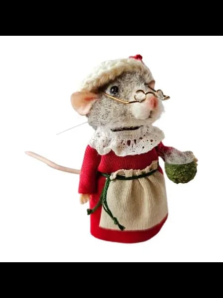 Набор для валяния мыши на Xmas, материал, белый фартук