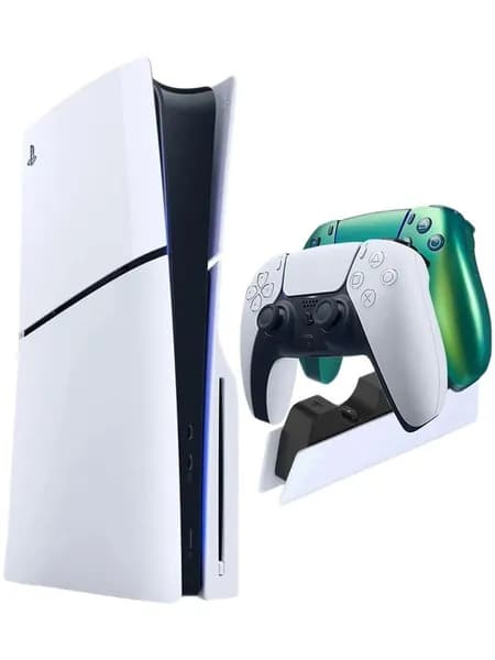 Sony PlayStation 5 Slim с дисководом + Второй бирюзовый хром геймпад и зарядная станция