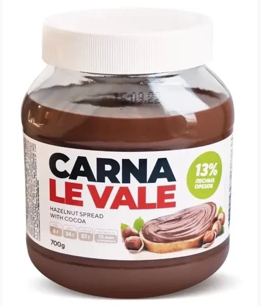 Carna le Vale Шоколадная паста с фундуком и какао, 700 г
