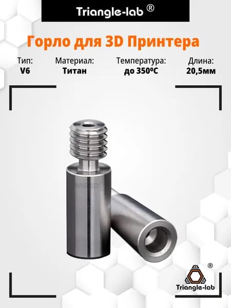 Горло титановое гладкое Trianglelab 20,5 мм для 3д принтера