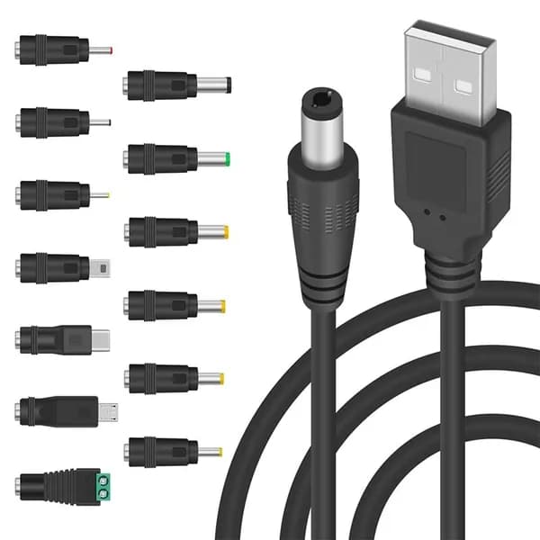 (F X Z V) 5V DC 5.5 2.1mm Jack Зарядный кабель Шнур питания, USB-кабель питания постоянного тока с 13 сменными штекерами Разъемы Адаптеры