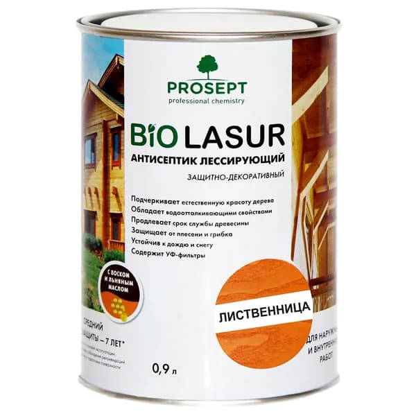 Антисептик лессирующий защитно-декоративный PROSEPT BiO LASUR / Био Лазурь лиственница / 0,9 л