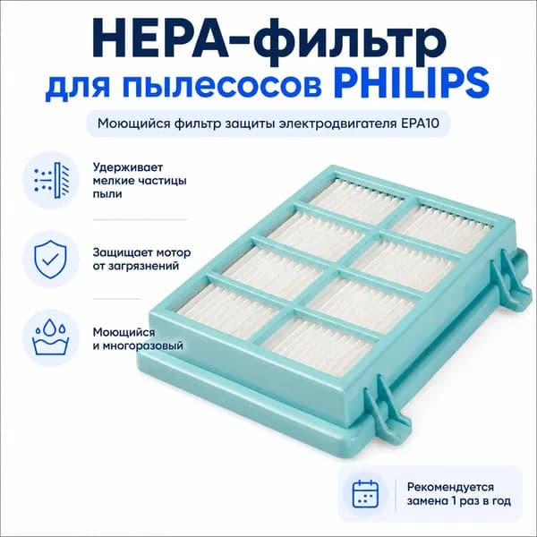 HEPA-фильтр для пылесосов PHILIPS PowerPro Compact/PowerPro City: FC9350