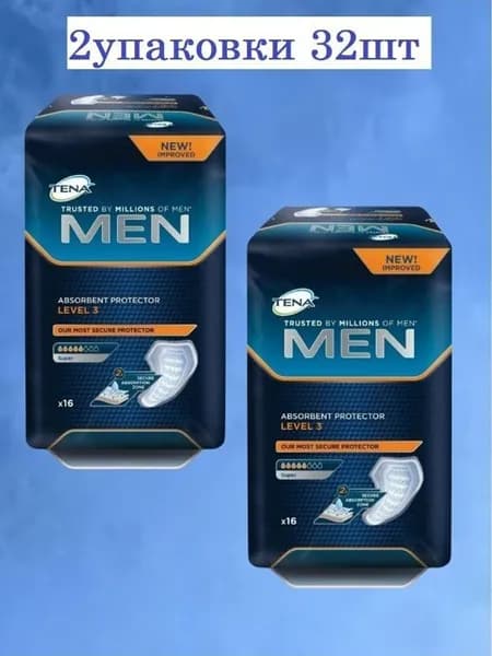 TENA Мужские урологические прокладки Tena men level 3, Тена 16 шт * 2 упаковки