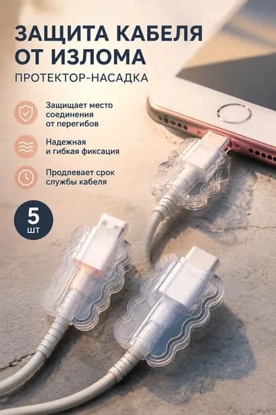 Защита кабеля от излома, Протектор-насадка 5 шт