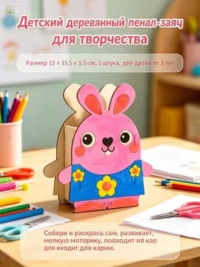 органайзер для хранения вещей карандашница Деревянная карандашница-конструктор с тигром для детей 1 шт