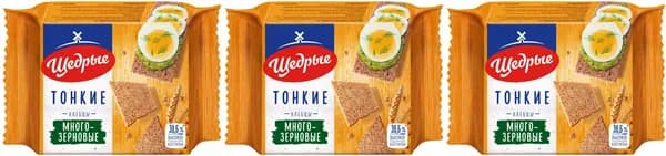 Хлебцы мультизерновые Щедрые тонкие, комплект: 3 упаковки по 170 г