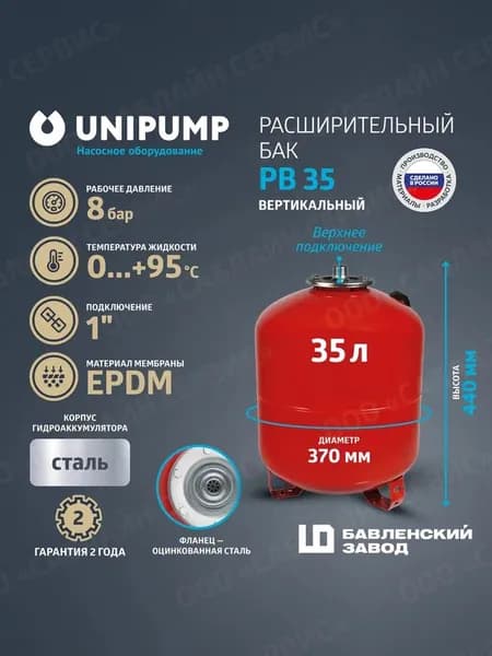 Расширительный бак вертикальный РВ 35 (Россия, БЭЗ). Товар уцененный