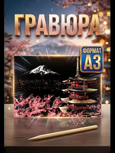 Гравюра формата А3 Фудзи