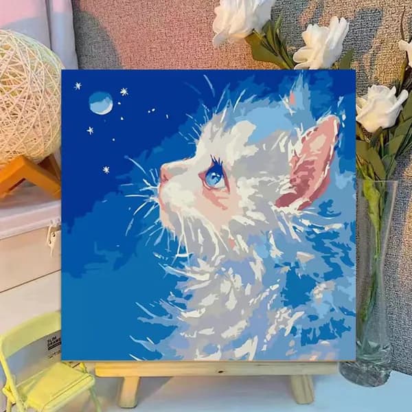 Картина по номерам, 20x20 CM, Кошки и собаки,Мультфильмы, подарки для детей, декомпрессия