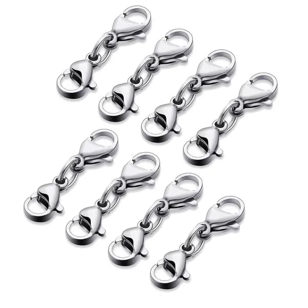 8 шт. Двойные зажимы для цепочки, Серебро