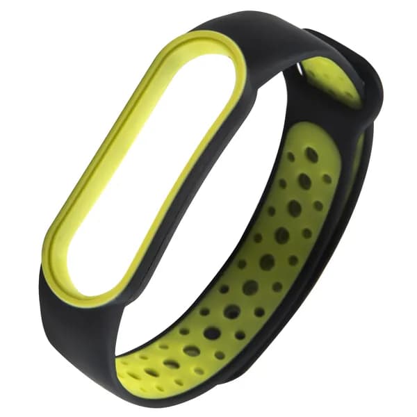 Ремешок для Xiaomi Mi Band 5/ Mi Smart Band 6/Ремешок для фитнес-браслета/Ремешок для часов двухцветный/черный с желтым