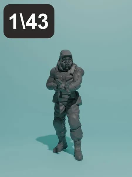 Проводник с АКС74У. Фигурка в масштабе 1:43