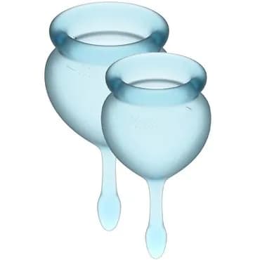 Satisfyer Feel Good Menstrual Cup, голубой. Набор менструальных чаш, 15 и 20 мл