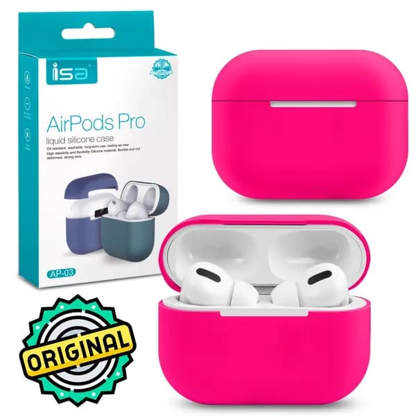 Силиконовый чехол для наушников AirPods Pro 2 розовый / кейс на airpods pro розовый / эйрподс про 2 чехол фуксия