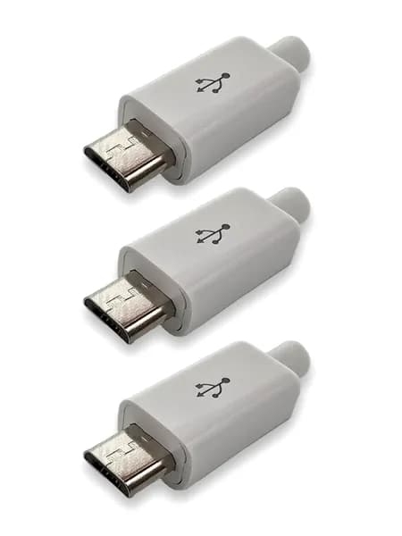 Штекер micro USB разборный, белый, комплект -3шт
