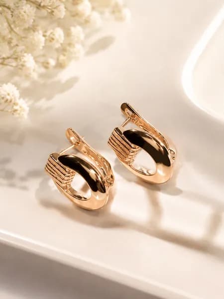 Серьги серебро 925 позолоченные красное золото