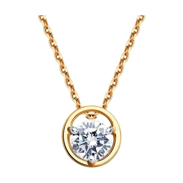 Золотая подвеска DIAMANT-ONLINE с фианитом 585 пробы