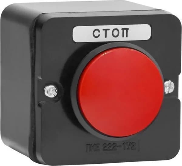 Кнопка управления Техэнерго ПКЕ 222-1 У2 грибок, красная, IP54 10А 690В, te00000664 / кнопочный пост