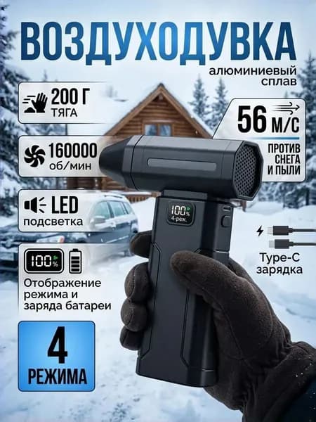 Воздуходувка аккумуляторная мощная/ воздуходувка для компьютера/ турбовентилятор /Чрезвычайная ситуация, связанная со снегопадом 160000 об/мин, 8000 мАч.