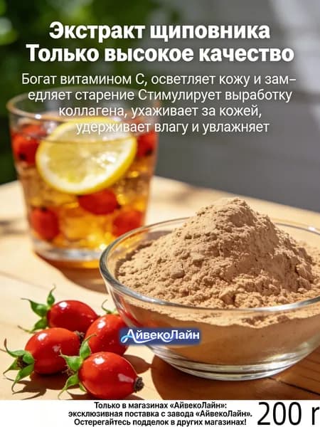 200r/Экстракт шиповника/порошок: Натуральный Витамин С для сияния кожи