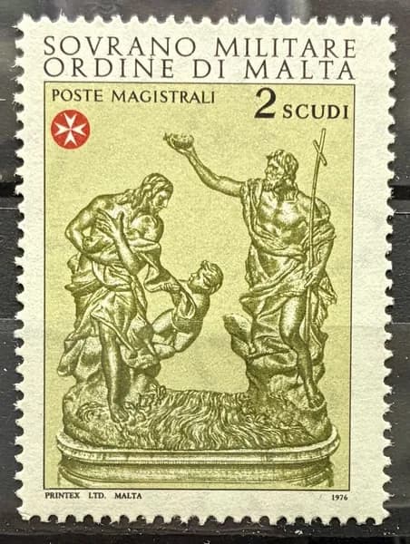 Почтовая марка Мальтийский орден. Скульптура. 1976 г.